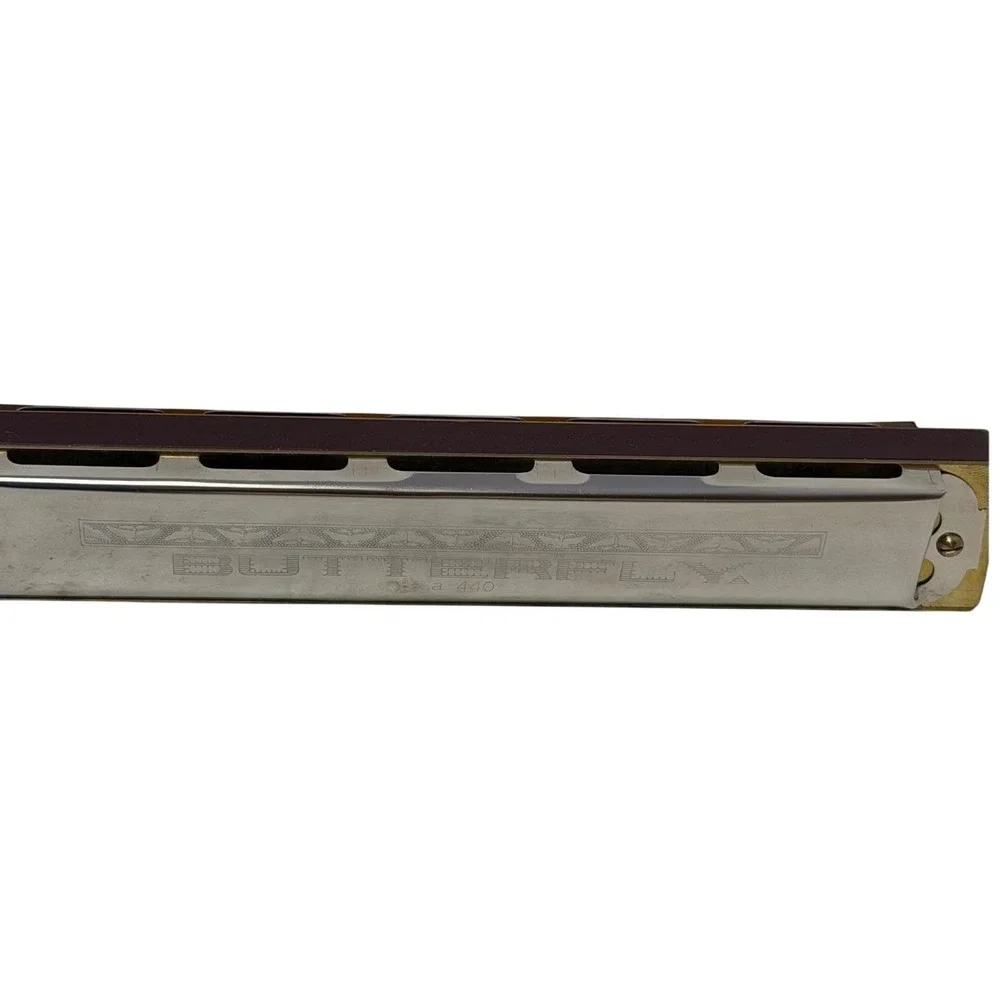 Butterfly Harmonica Musical Instrument 7 3/8 OS Silver A# Key A-440 Tremolo